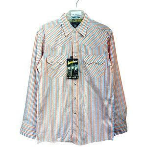 Vintage SzM Tombstone Mandarin Western Snap Button Down Shirt NWT
